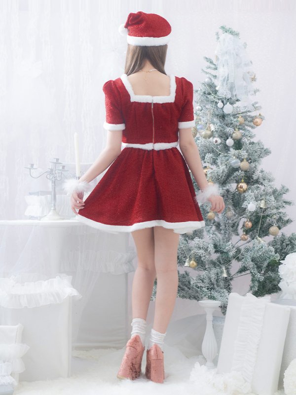 画像12: 【即日発送！】【サンタコス 5点セット】【XS-Lサイズ/2カラー】ラメツイードセットアップサンタ[YMT]