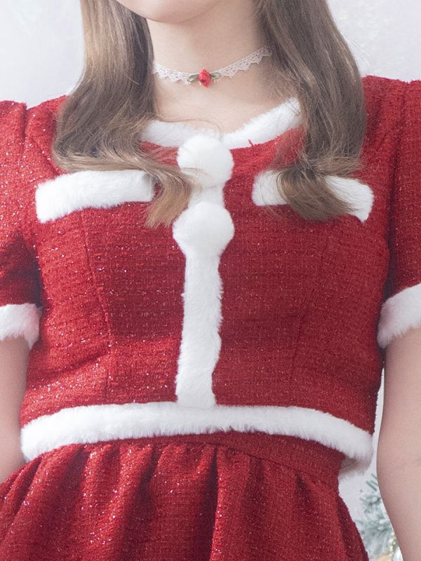 画像13: 【即日発送！】【サンタコス 5点セット】【XS-Lサイズ/2カラー】ラメツイードセットアップサンタ[YMT]