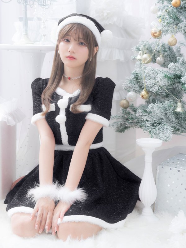 画像25: 【即日発送！】【サンタコス 5点セット】【XS-Lサイズ/2カラー】ラメツイードセットアップサンタ[YMT]