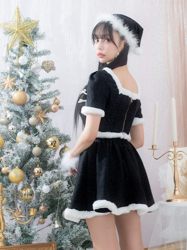 画像5: 【即日発送！】【サンタコス 5点セット】【XS-Lサイズ/2カラー】ラメツイードセットアップサンタ[YMT]