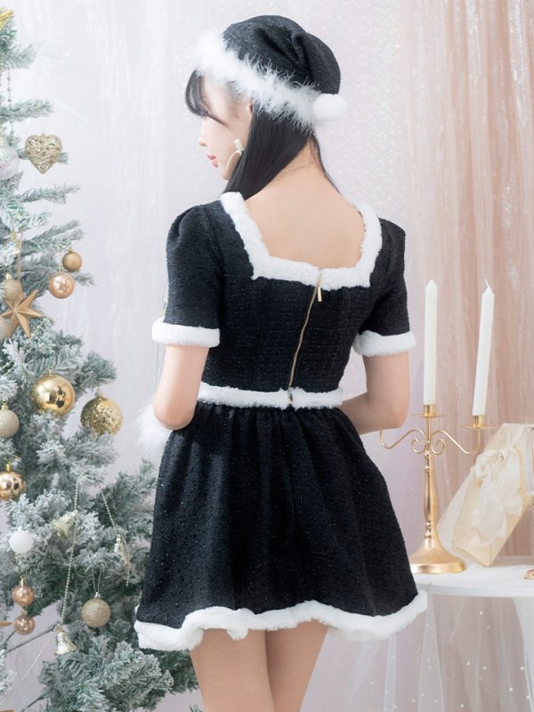 画像8: 【即日発送！】【サンタコス 5点セット】【XS-Lサイズ/2カラー】ラメツイードセットアップサンタ[YMT]