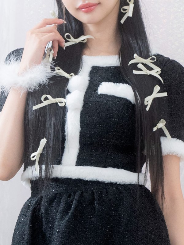 画像9: 【即日発送！】【サンタコス 5点セット】【XS-Lサイズ/2カラー】ラメツイードセットアップサンタ[YMT]