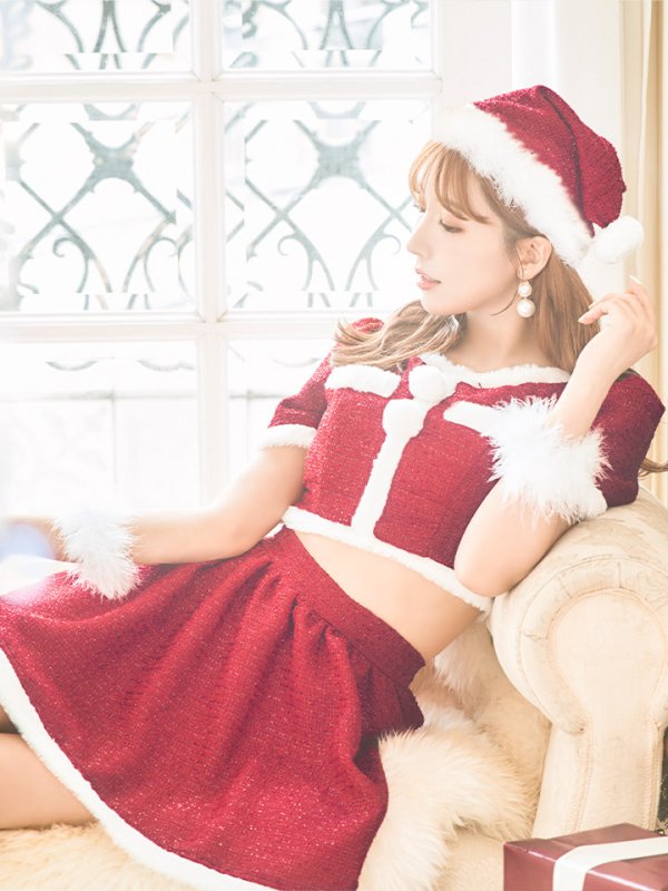 画像24: 【即日発送！】【サンタコス 5点セット】【XS-Lサイズ/2カラー】ラメツイードセットアップサンタ[YMT]