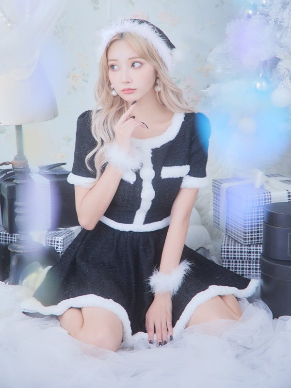 画像28: 【即日発送！】【サンタコス 5点セット】【XS-Lサイズ/2カラー】ラメツイードセットアップサンタ[YMT]