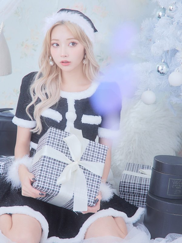 画像33: 【即日発送！】【サンタコス 5点セット】【XS-Lサイズ/2カラー】ラメツイードセットアップサンタ[YMT]