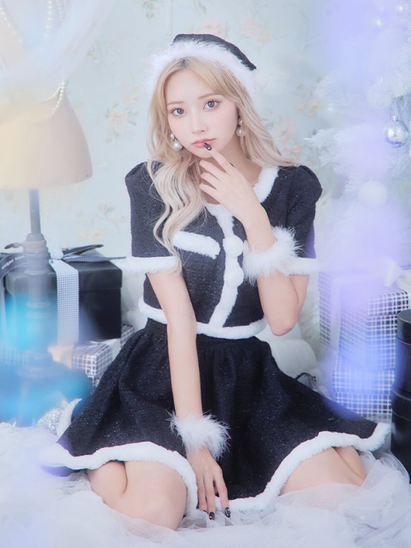 画像36: 【即日発送！】【サンタコス 5点セット】【XS-Lサイズ/2カラー】ラメツイードセットアップサンタ[YMT]