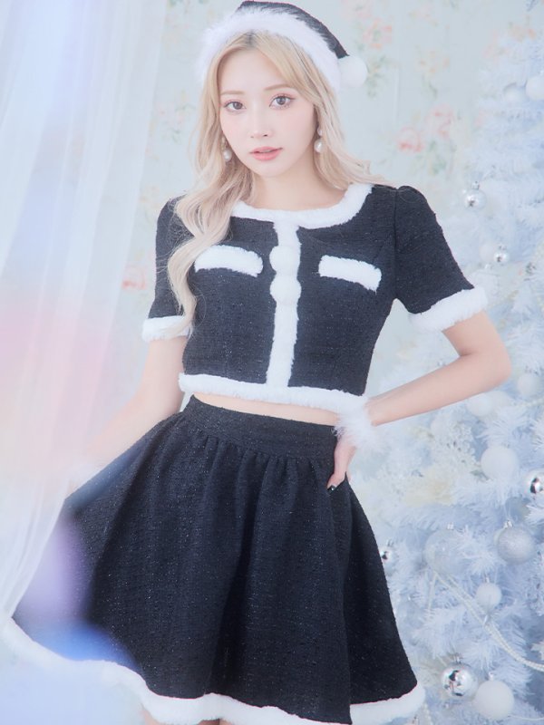 画像37: 【即日発送！】【サンタコス 5点セット】【XS-Lサイズ/2カラー】ラメツイードセットアップサンタ[YMT]