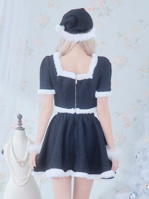 画像40: 【即日発送！】【サンタコス 5点セット】【XS-Lサイズ/2カラー】ラメツイードセットアップサンタ[YMT]