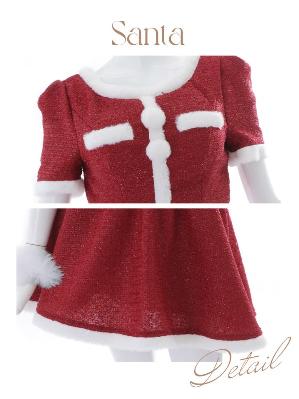 画像44: 【即日発送！】【サンタコス 5点セット】【XS-Lサイズ/2カラー】ラメツイードセットアップサンタ[YMT]