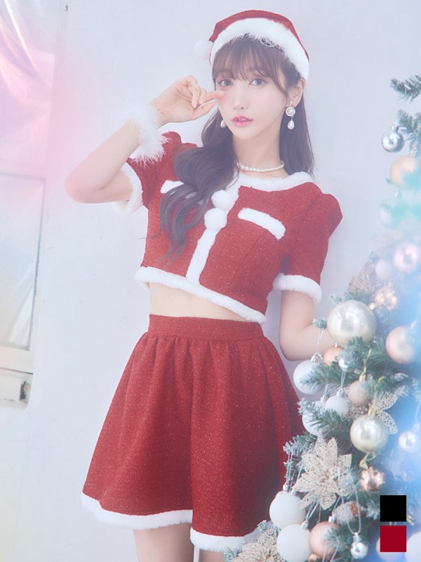 画像17: 【即日発送！】【サンタコス 5点セット】【XS-Lサイズ/2カラー】ラメツイードセットアップサンタ[YMT]