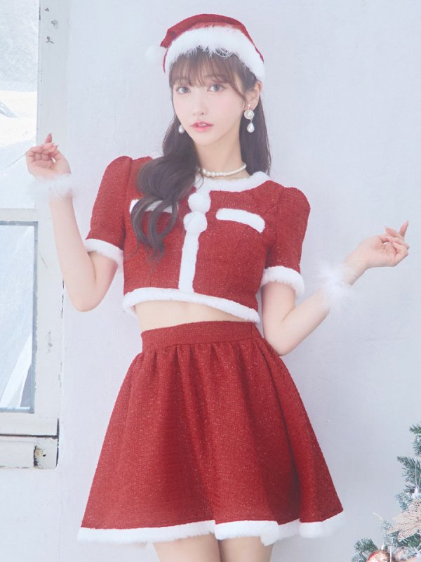 画像18: 【即日発送！】【サンタコス 5点セット】【XS-Lサイズ/2カラー】ラメツイードセットアップサンタ[YMT]