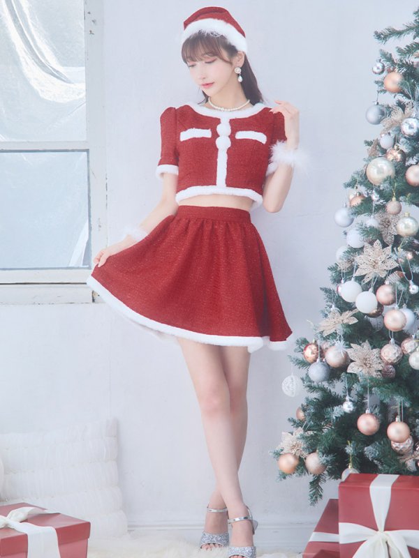 画像19: 【即日発送！】【サンタコス 5点セット】【XS-Lサイズ/2カラー】ラメツイードセットアップサンタ[YMT]