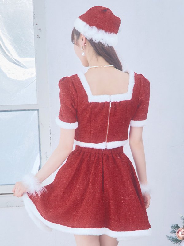 画像20: 【即日発送！】【サンタコス 5点セット】【XS-Lサイズ/2カラー】ラメツイードセットアップサンタ[YMT]