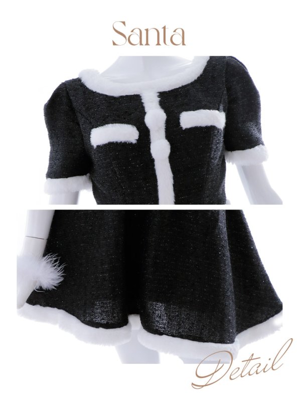 画像48: 【即日発送！】【サンタコス 5点セット】【XS-Lサイズ/2カラー】ラメツイードセットアップサンタ[YMT]