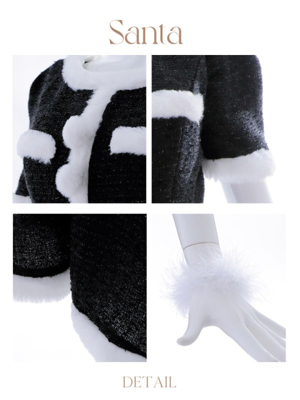 画像49: 【即日発送！】【サンタコス 5点セット】【XS-Lサイズ/2カラー】ラメツイードセットアップサンタ[YMT]
