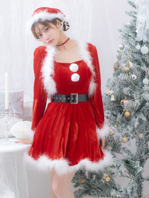 画像9: 【即日発送！】【サンタコス 5点セット】【S-XLサイズ/1カラー】ジャケット付きフレアサンタ[YMT]