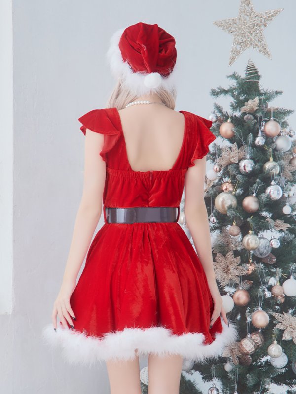 画像34: 【サンタセール！】【サンタコス 5点セット】【S-XLサイズ/1カラー】ジャケット付きフレアサンタ[YMT]