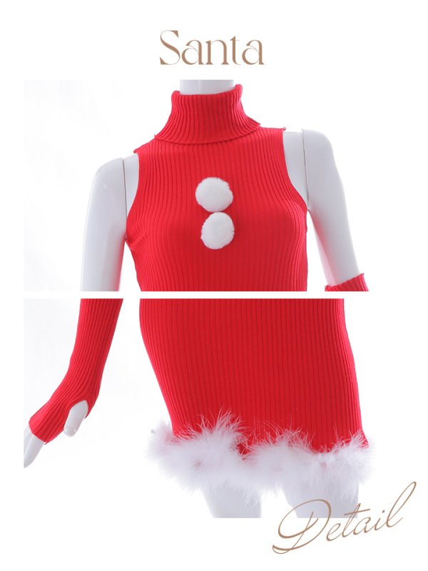 画像19: 【即日発送!】【サンタコス 4点セット】【S-Lサイズ/1カラー】ワンピースドレスサンタ[YMT]