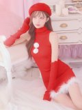 【即日発送!】【サンタコス 4点セット】【S-Lサイズ/1カラー】ワンピースドレスサンタ[YMT]