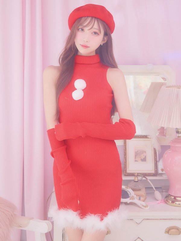 画像4: 【即日発送!】【サンタコス 4点セット】【S-Lサイズ/1カラー】ワンピースドレスサンタ[YMT]