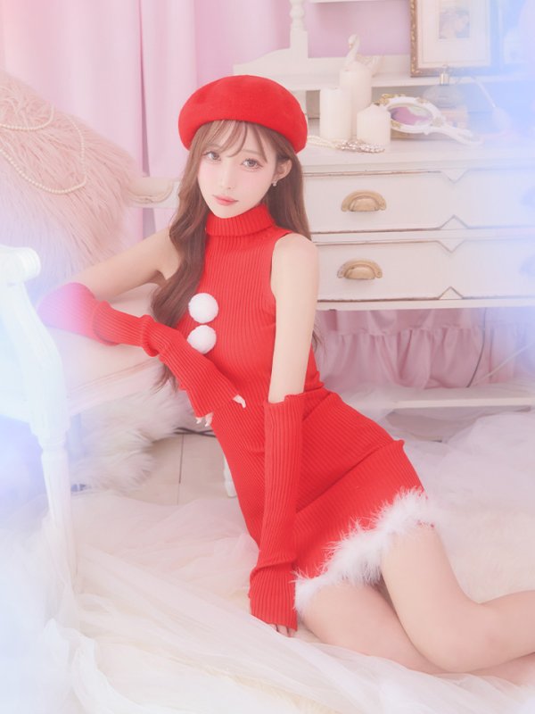 画像7: 【即日発送!】【サンタコス 4点セット】【S-Lサイズ/1カラー】ワンピースドレスサンタ[YMT]