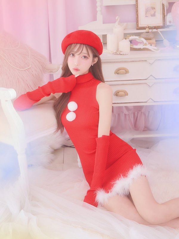 画像12: 【即日発送!】【サンタコス 4点セット】【S-Lサイズ/1カラー】ワンピースドレスサンタ[YMT]