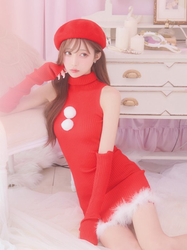 画像14: 【即日発送!】【サンタコス 4点セット】【S-Lサイズ/1カラー】ワンピースドレスサンタ[YMT]