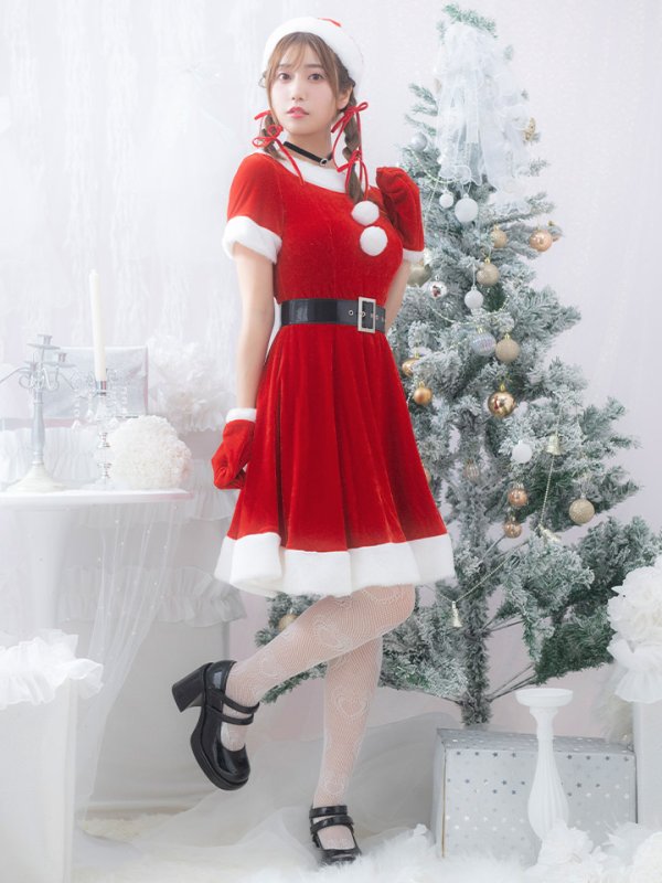 画像3: 【即日発送】【サンタコス 5点セット】【S-Lサイズ/2カラー】シンプルフレアサンタ[OF01]