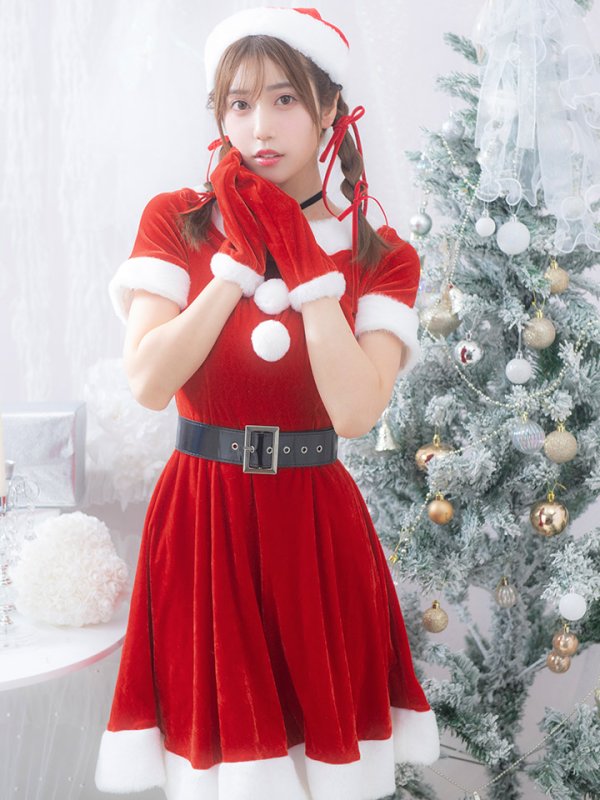 画像6: 【即日発送】【サンタコス 5点セット】【S-Lサイズ/2カラー】シンプルフレアサンタ[OF01]