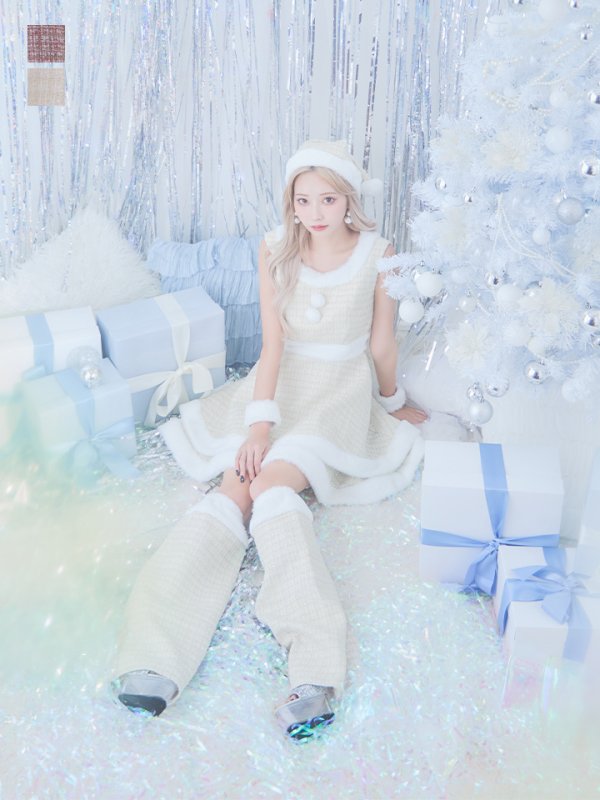 画像20: 即日発送!【サンタコス 5点セット】【S-Lサイズ/3カラー】ツイードチェック2段フレアスカートサンタコスプレ[YMT]