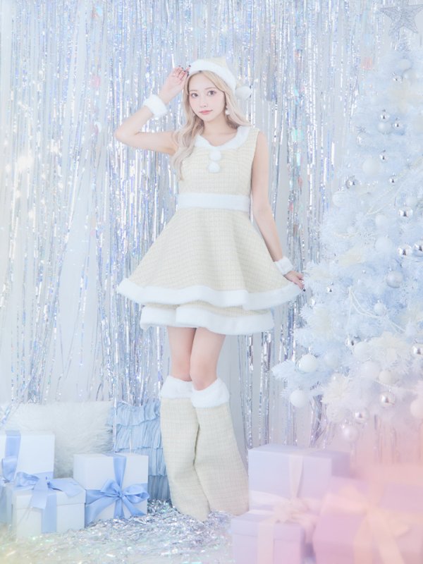 画像25: 即日発送!【サンタコス 5点セット】【S-Lサイズ/3カラー】ツイードチェック2段フレアスカートサンタコスプレ[YMT]