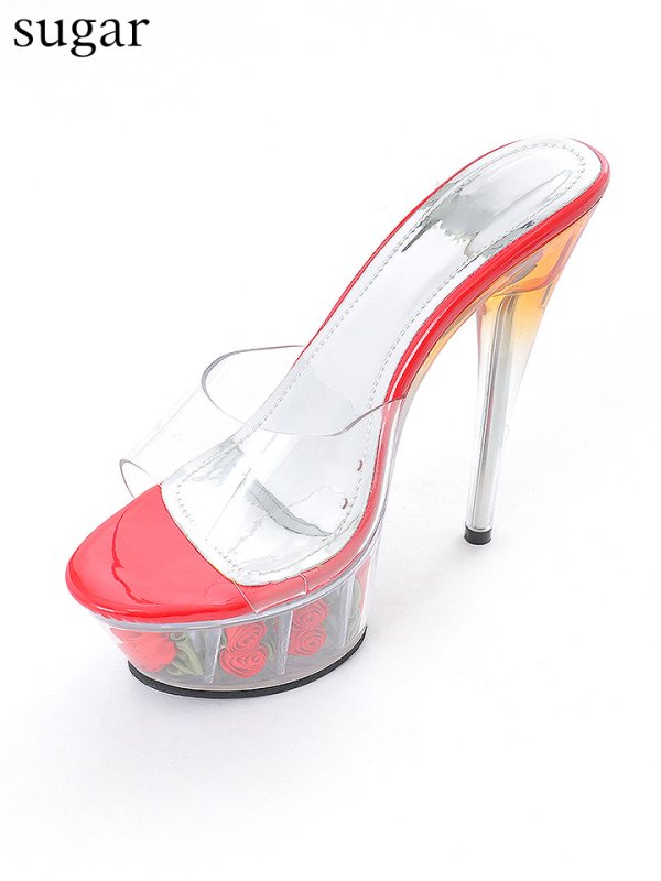 画像6: 【COMEX】 3color/ 15cmヒール/ バラ/ グラデーション/ クリアヒール/ 厚底ストーム/ ハイヒール/ フラワーサンダル[OF02]