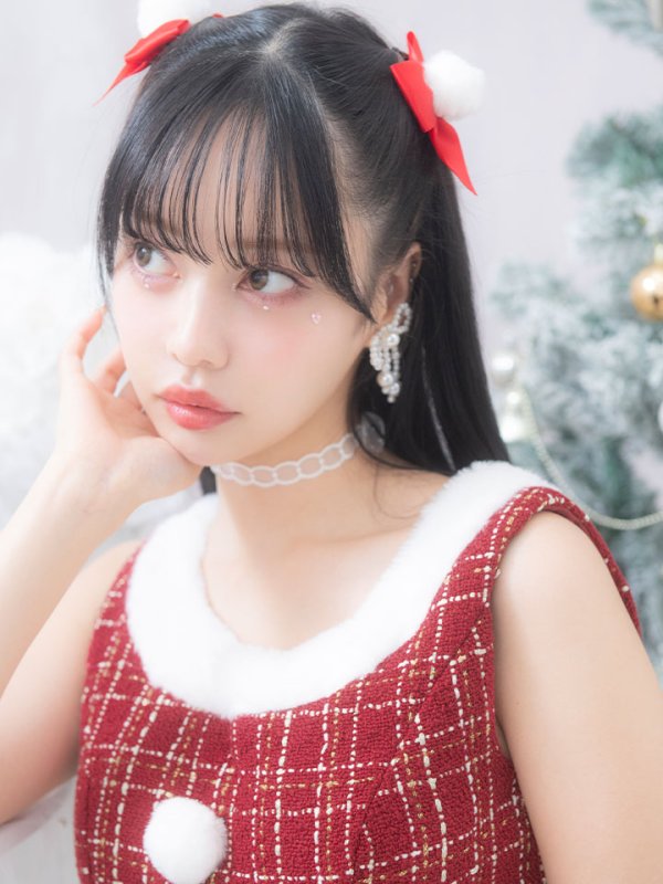 画像6: 【サンタセール！】【サンタコス 6点セット】【XS-Lサイズ/1カラー】ツイードジャケットチェックセットアップサンタコスプレ[YMT]