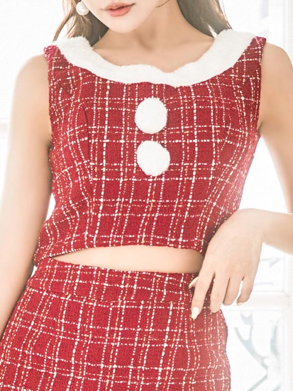 画像32: 【サンタセール！】【サンタコス 6点セット】【XS-Lサイズ/1カラー】ツイードジャケットチェックセットアップサンタコスプレ[YMT]