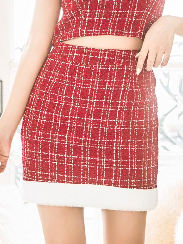 画像33: 【サンタセール！】【サンタコス 6点セット】【XS-Lサイズ/1カラー】ツイードジャケットチェックセットアップサンタコスプレ[YMT]