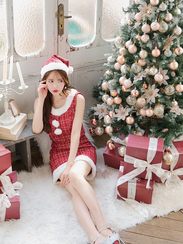 画像32: 【サンタセール！】【サンタコス 6点セット】【XS-Lサイズ/1カラー】ツイードジャケットチェックセットアップサンタコスプレ[YMT]