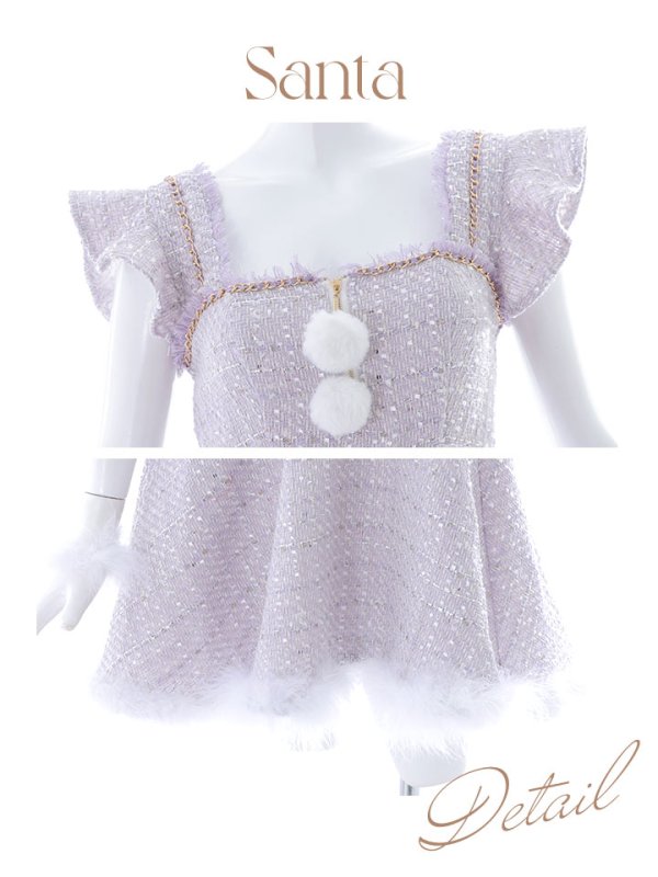 画像36: 【サンタセール！】【サンタコス 4点セット】【S-Lサイズ/2カラー】チェーンモチーフフロントジップツイードフレアサンタコスプレ[YMT]