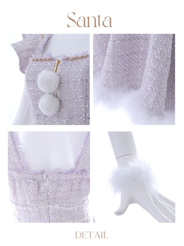 画像37: 【サンタセール！】【サンタコス 4点セット】【S-Lサイズ/2カラー】チェーンモチーフフロントジップツイードフレアサンタコスプレ[YMT]