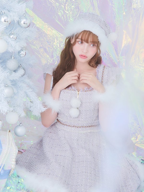 画像7: 【サンタセール！】【サンタコス 4点セット】【S-Lサイズ/2カラー】チェーンモチーフフロントジップツイードフレアサンタコスプレ[YMT]