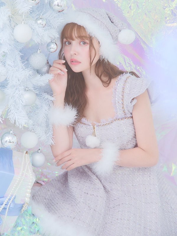 画像8: 【サンタセール！】【サンタコス 4点セット】【S-Lサイズ/2カラー】チェーンモチーフフロントジップツイードフレアサンタコスプレ[YMT]