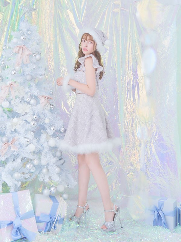 画像9: 【サンタセール！】【サンタコス 4点セット】【S-Lサイズ/2カラー】チェーンモチーフフロントジップツイードフレアサンタコスプレ[YMT]