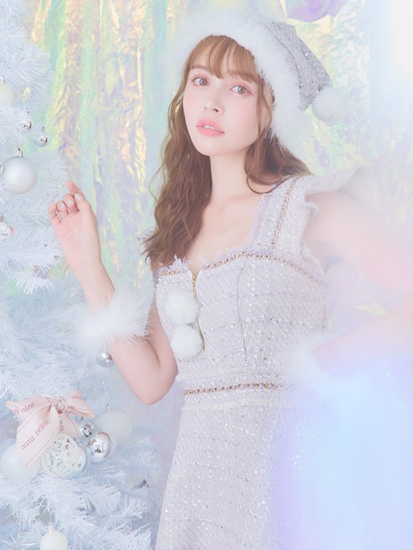 画像10: 【サンタセール！】【サンタコス 4点セット】【S-Lサイズ/2カラー】チェーンモチーフフロントジップツイードフレアサンタコスプレ[YMT]