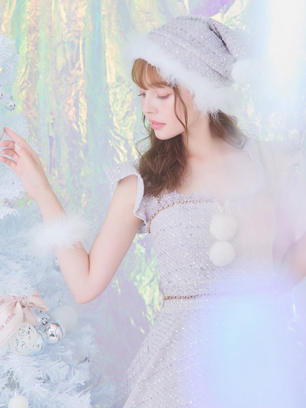 画像11: 【サンタセール！】【サンタコス 4点セット】【S-Lサイズ/2カラー】チェーンモチーフフロントジップツイードフレアサンタコスプレ[YMT]