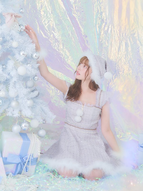 画像12: 【サンタセール！】【サンタコス 4点セット】【S-Lサイズ/2カラー】チェーンモチーフフロントジップツイードフレアサンタコスプレ[YMT]