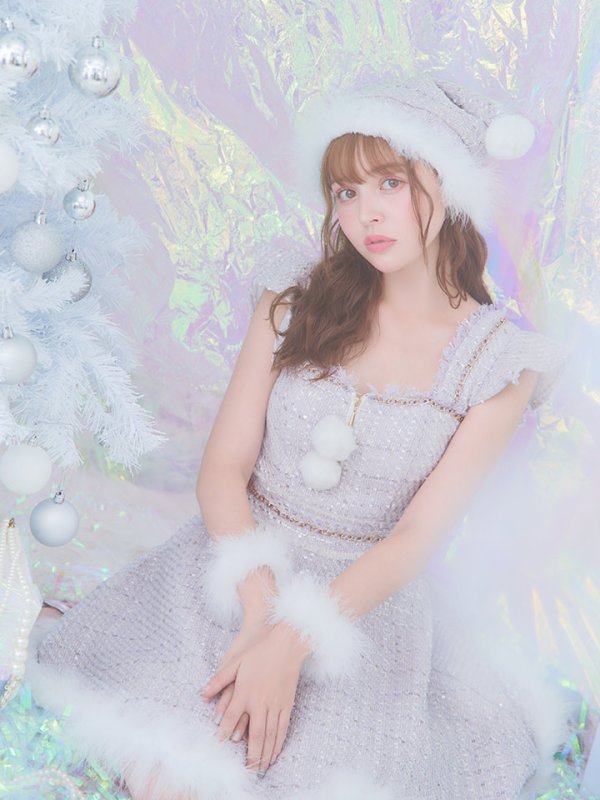 画像13: 【サンタセール！】【サンタコス 4点セット】【S-Lサイズ/2カラー】チェーンモチーフフロントジップツイードフレアサンタコスプレ[YMT]