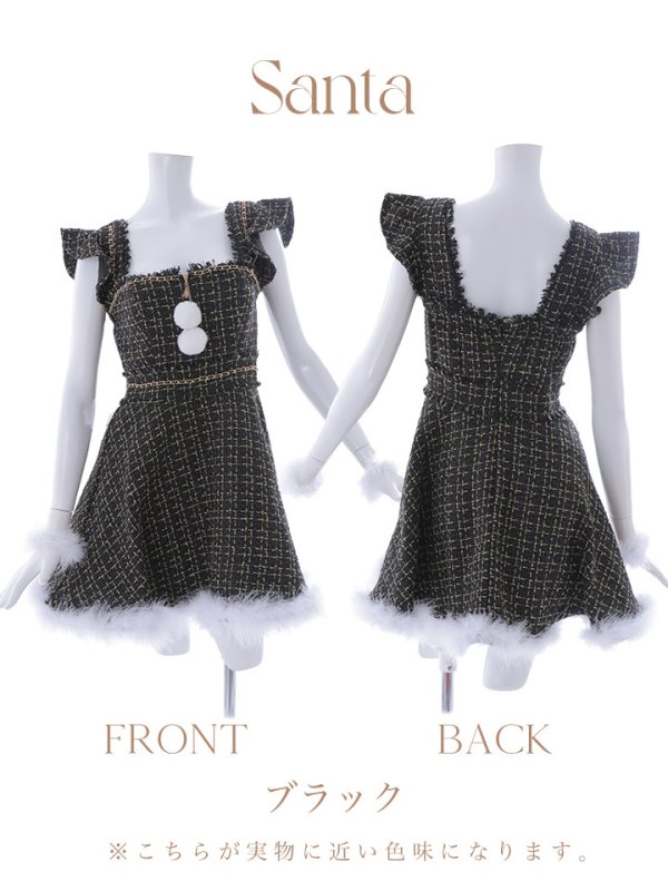 画像39: 【サンタセール！】【サンタコス 4点セット】【S-Lサイズ/2カラー】チェーンモチーフフロントジップツイードフレアサンタコスプレ[YMT]