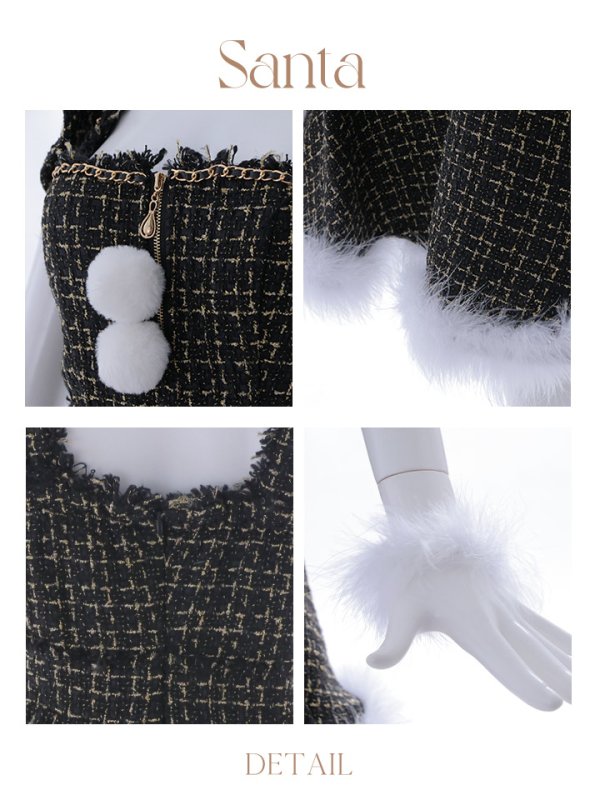 画像41: 【サンタセール！】【サンタコス 4点セット】【S-Lサイズ/2カラー】チェーンモチーフフロントジップツイードフレアサンタコスプレ[YMT]