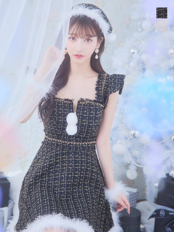 画像19: 【サンタセール！】【サンタコス 4点セット】【S-Lサイズ/2カラー】チェーンモチーフフロントジップツイードフレアサンタコスプレ[YMT]