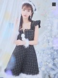 【サンタセール！】【サンタコス 4点セット】【S-Lサイズ/2カラー】チェーンモチーフフロントジップツイードフレアサンタコスプレ[YMT]