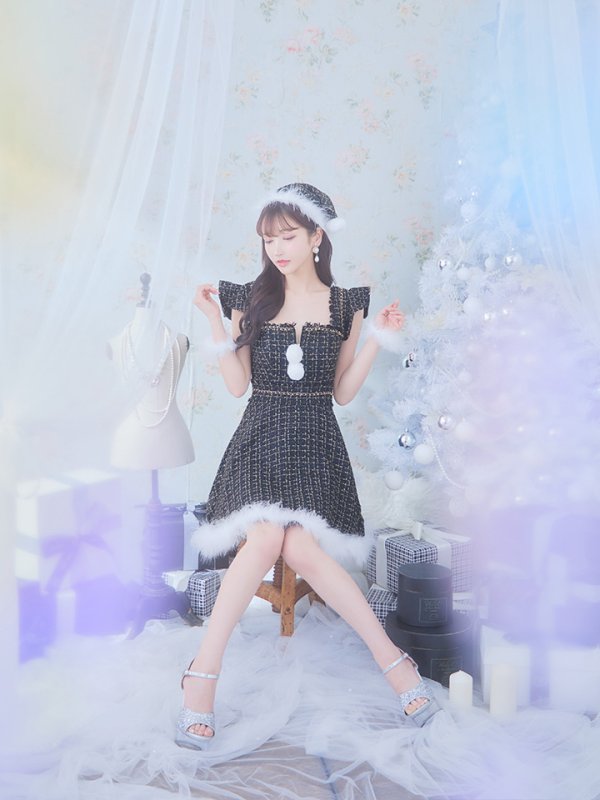 画像30: 【サンタセール！】【サンタコス 4点セット】【S-Lサイズ/2カラー】チェーンモチーフフロントジップツイードフレアサンタコスプレ[YMT]